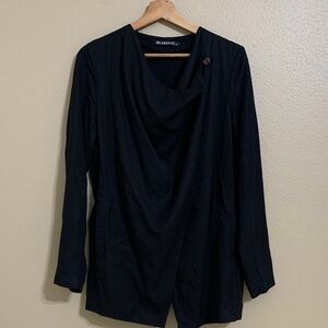 Blank NYC‎ Linen Blend Draped Black Blazer Small
